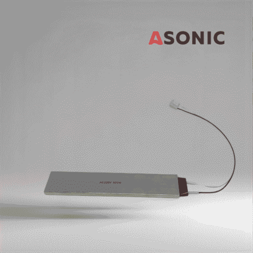 Riscaldatore ASONIC 500W, elemento riscaldante compatto per serbatoi a ultrasuoni, progettato per applicazioni in serbatoi medi.