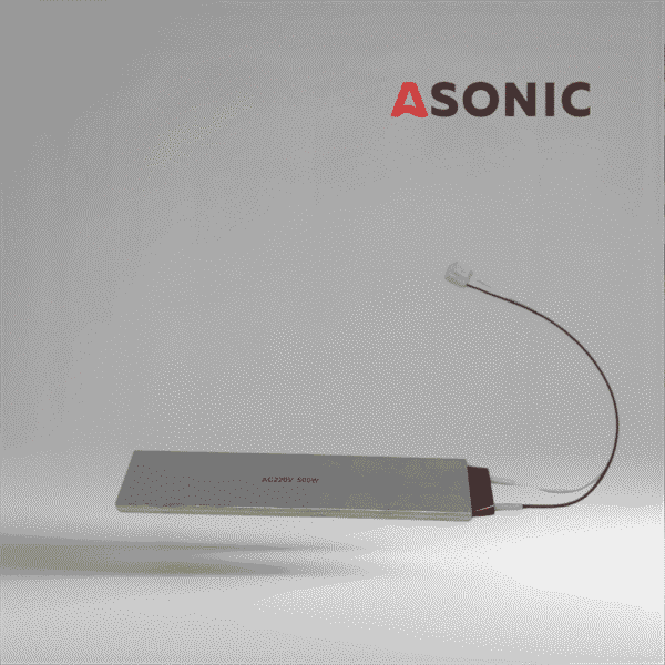 Riscaldatore ASONIC 500W, elemento riscaldante compatto per serbatoi a ultrasuoni, progettato per applicazioni in serbatoi medi.