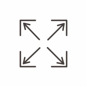 Diagramme carré avec flèches indiquant les dimensions de longueur