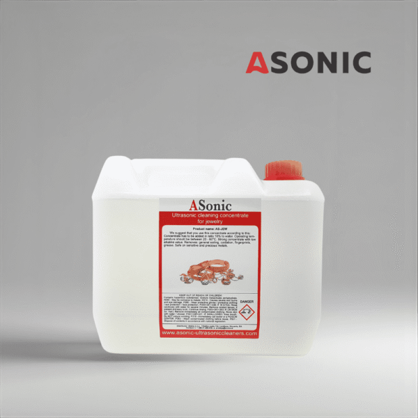 ASONIC AS-JEW-5 detergente ad ultrasuoni per gioielli, 5L per la pulizia sicura di oro, argento, orologi e pietre preziose.
