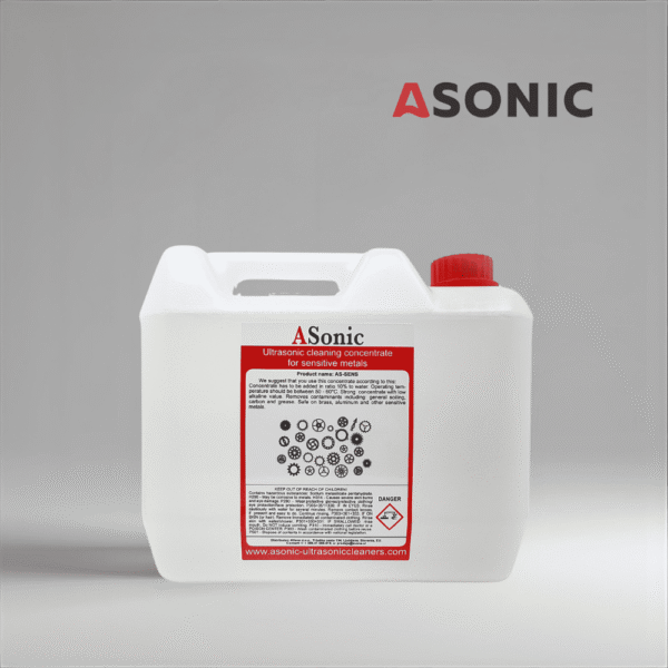 ASONIC AS-SENS-5 soluzione di pulizia sensibile agli ultrasuoni, detergente da 5L per strumenti e materiali fragili.